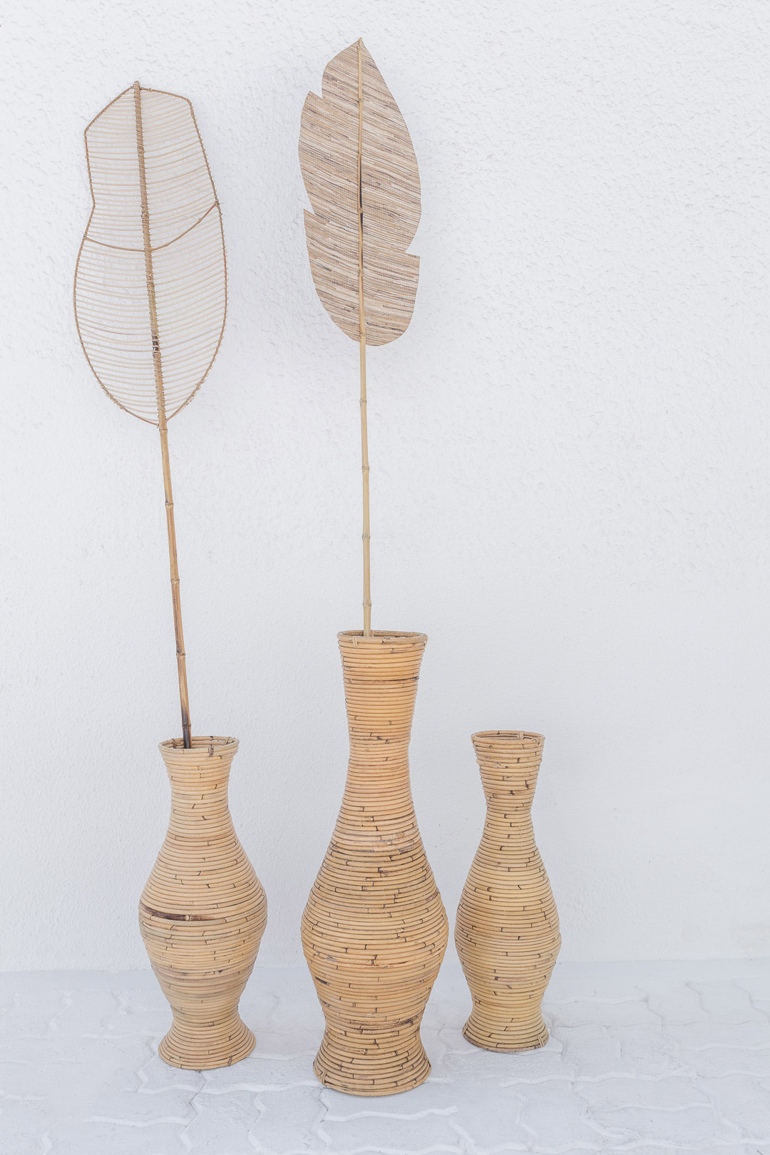 Decoração Bamboo Rattan Banana Leaf